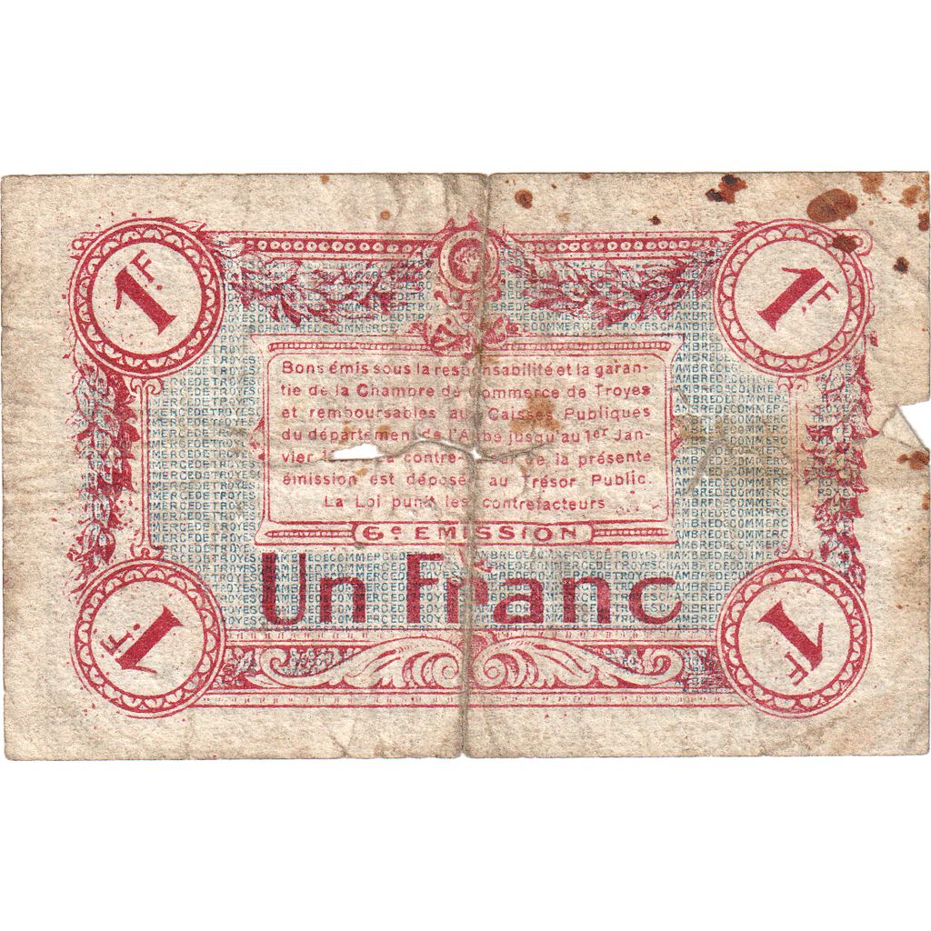 Francia, Troyes, 1 Franc, 1926-01-01, MB, Pirot:124-12