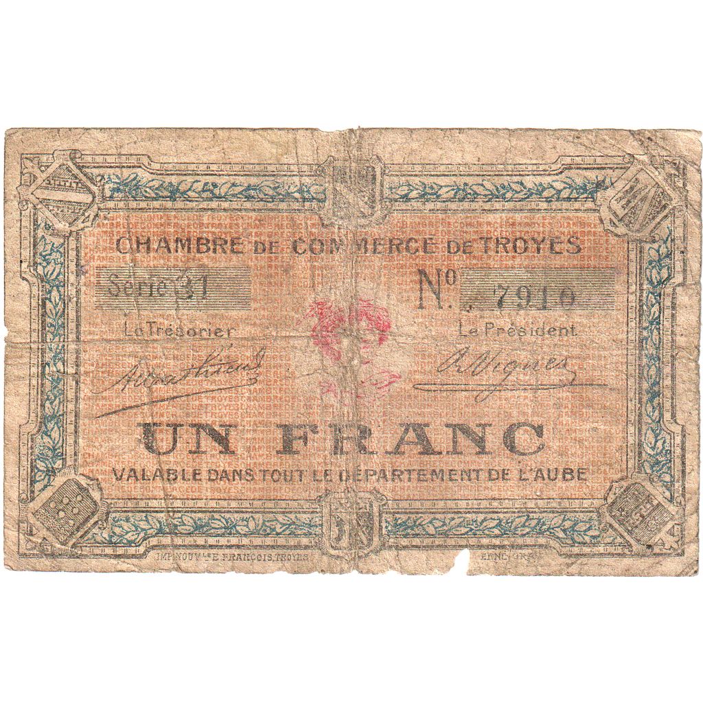 França, Troyes, 1 Franc, 1926-01-01, F(12-15), Pirot:124-12