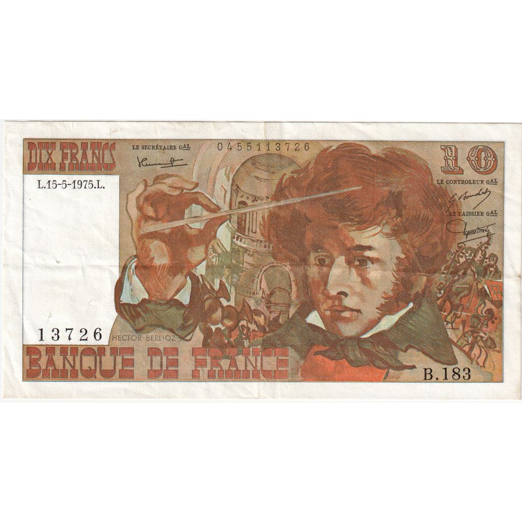 Francia, 10 Francs, Berlioz, 1975-05-15, B.183, MBC