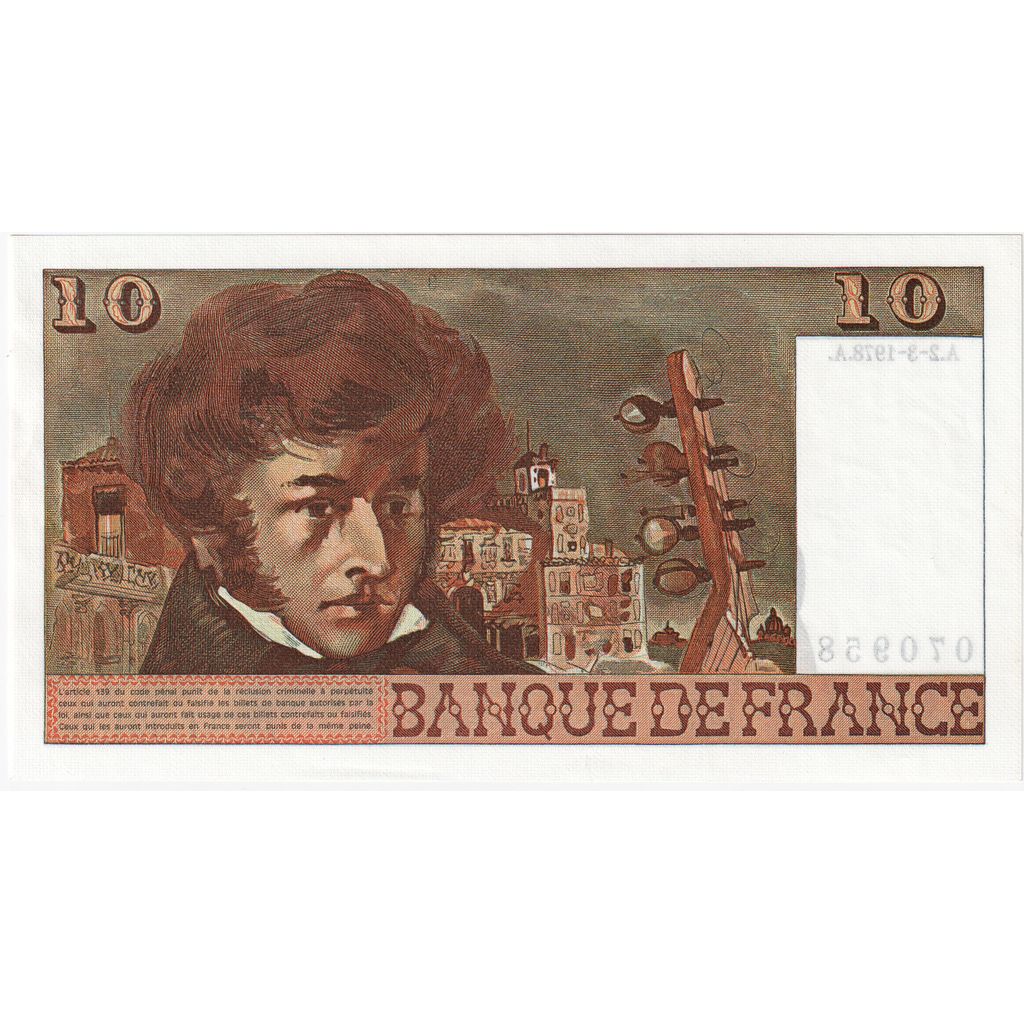 France, 10 Francs, Berlioz, 1978-03-02, T.301, UNC(65-70)