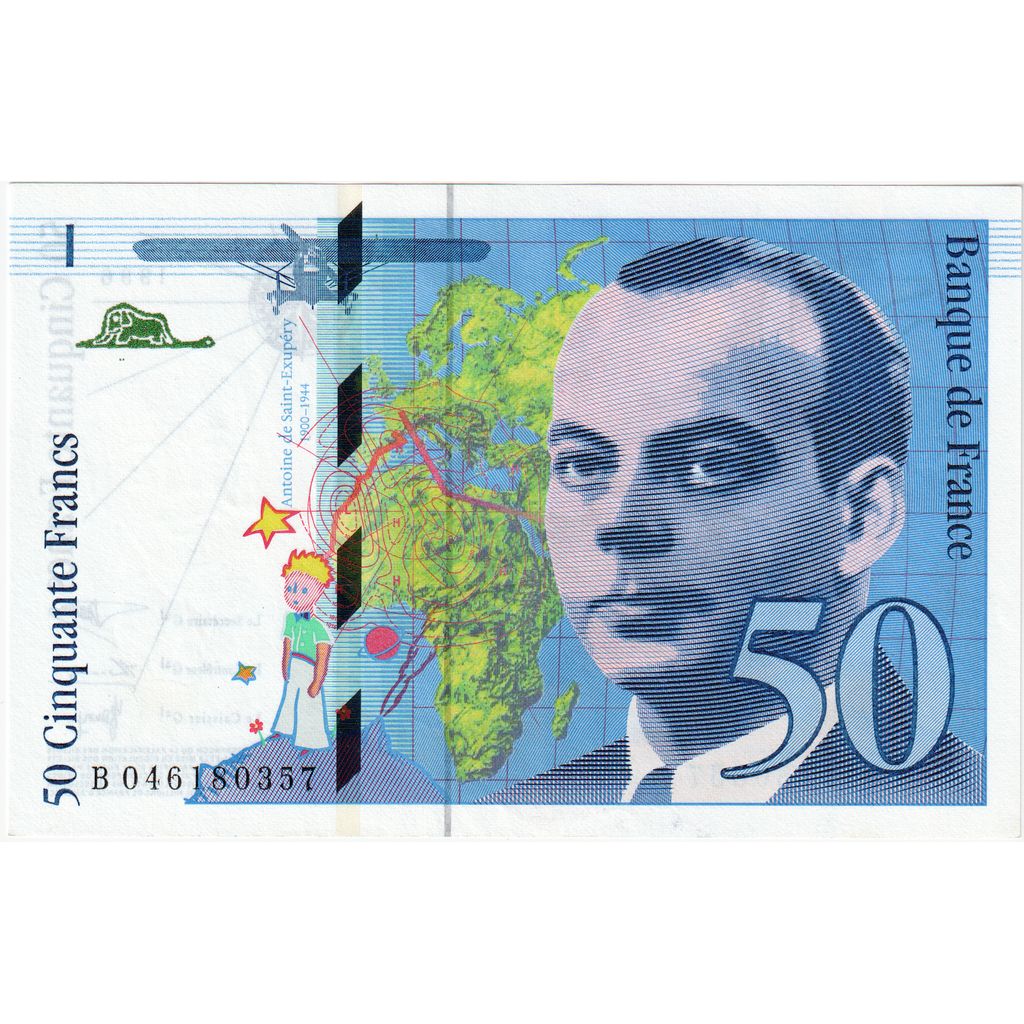 France, 50 Francs, St Exupéry, B046180357, UNC(65-70)