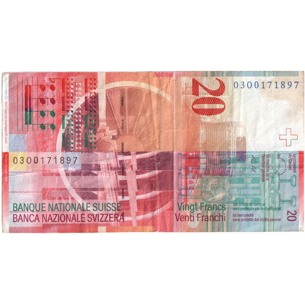 Svizzera, 20 Franken, 1994, KM:68a, BB