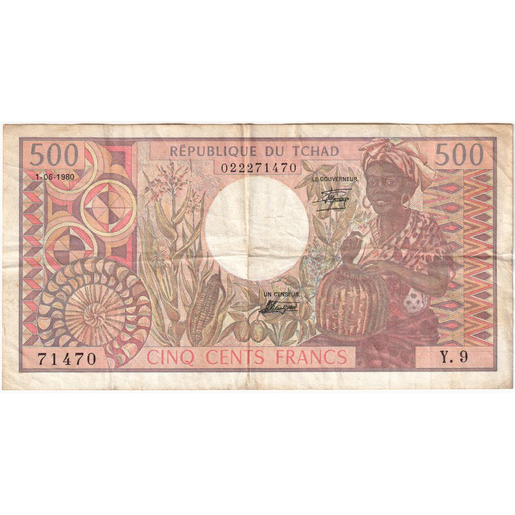 Ciad, 500 Francs, 1980-06-01, MB+