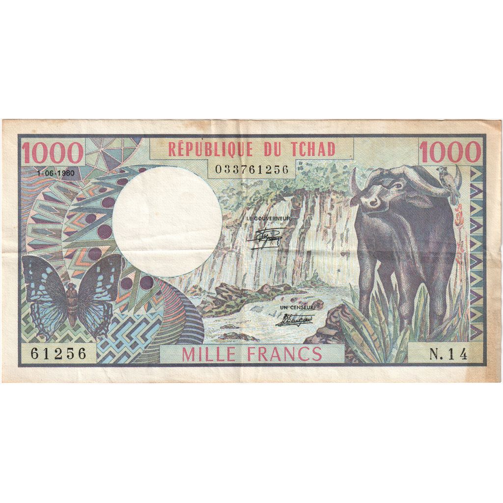 Ciad, 1000 Francs, 1980-06-01, MB+