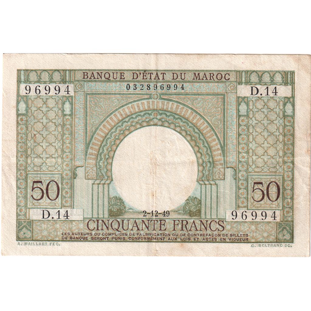 Marocco, 50 Francs, BB