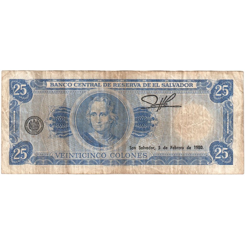 El Salvador, 25 Colones, 1979-05-03, EF(40-45)