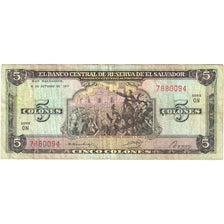 Banknote, El Salvador, 5 Colones, 1977, 1977-10-06, KM:126a, UNC(65-70)
