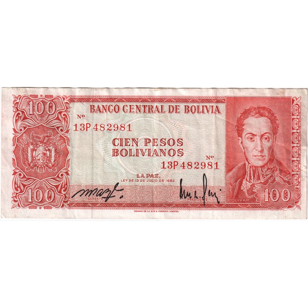 Bolivia, 100 Pesos Bolivianos, 1962-07-13, MBC