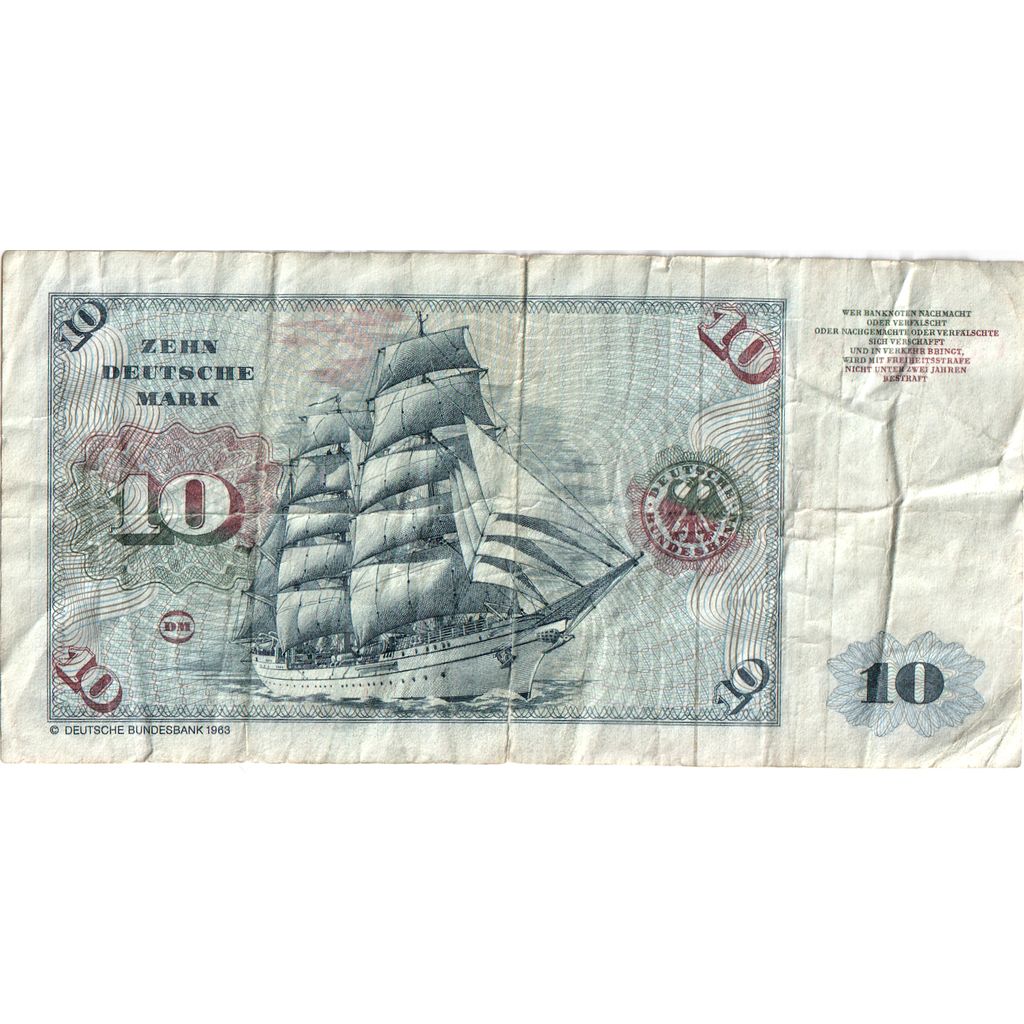 ALEMANHA - REPÚBLICA FEDERAL, 10 Deutsche Mark, 1980-01-02, VF(20-25)
