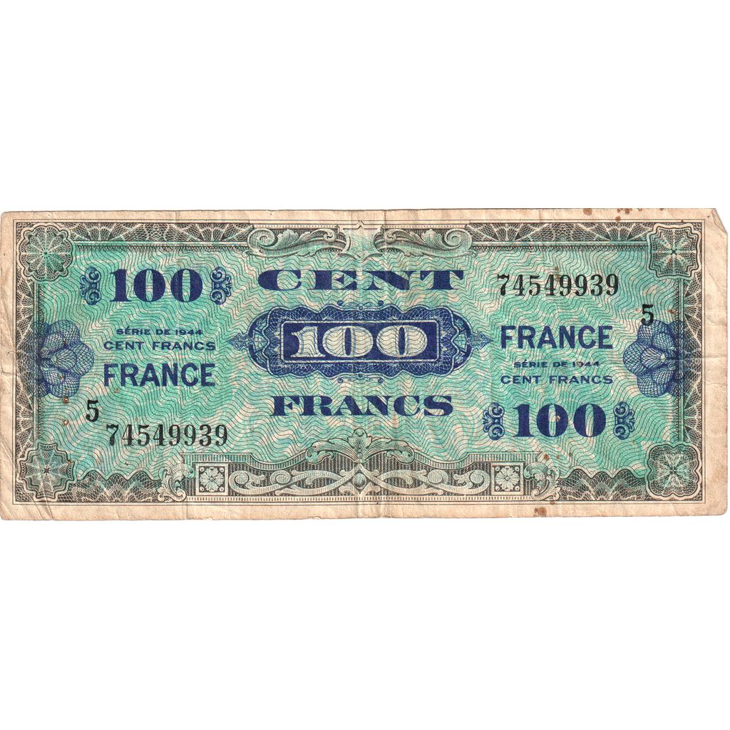 Frankrijk, 100 Francs, 1944, TB, Fayette:25.3, KM:123a
