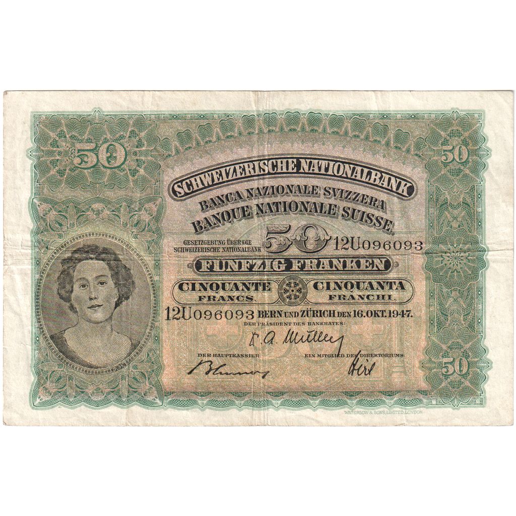 Banknote, Switzerland, 50 Franken, 1947, 1947-10-16, KM:34o, EF(40-45)