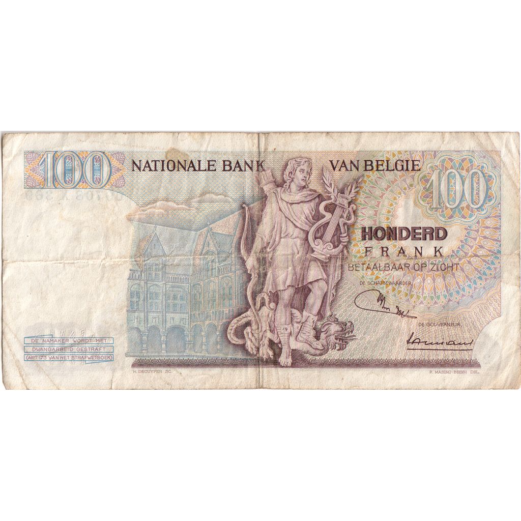 Belgio, 100 Francs, 1972-07-26, MB+