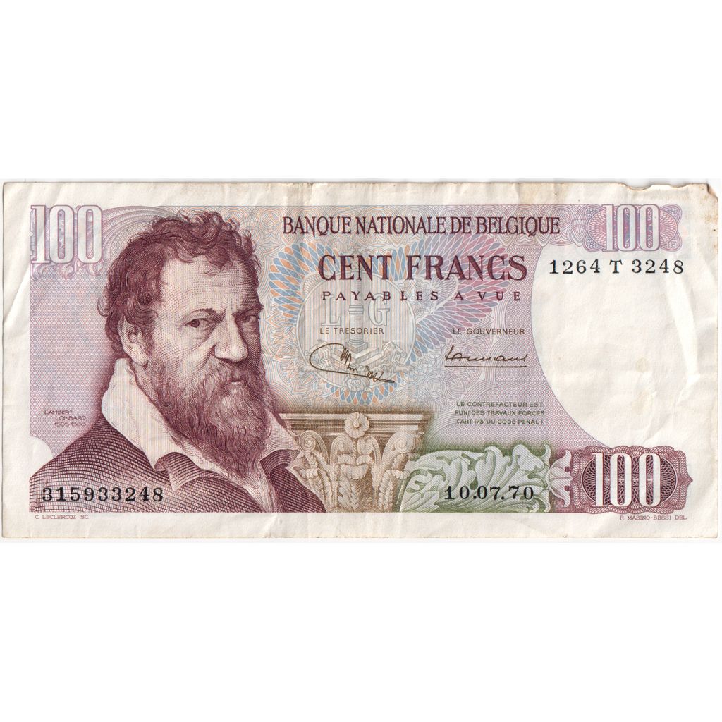 Belgium, 100 Francs, 1970-07-10, VF(30-35)