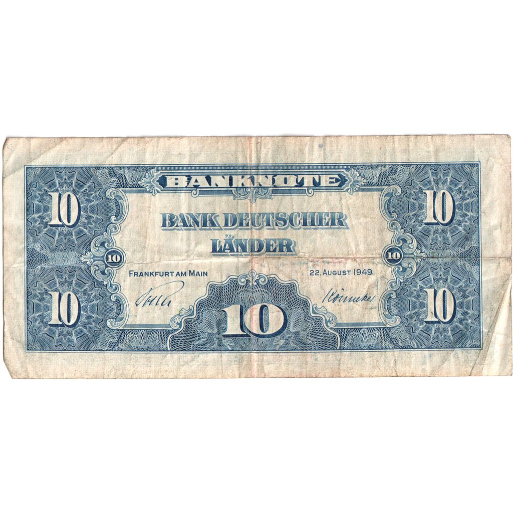 Billet, République fédérale allemande, 10 Deutsche Mark, 1949, TB