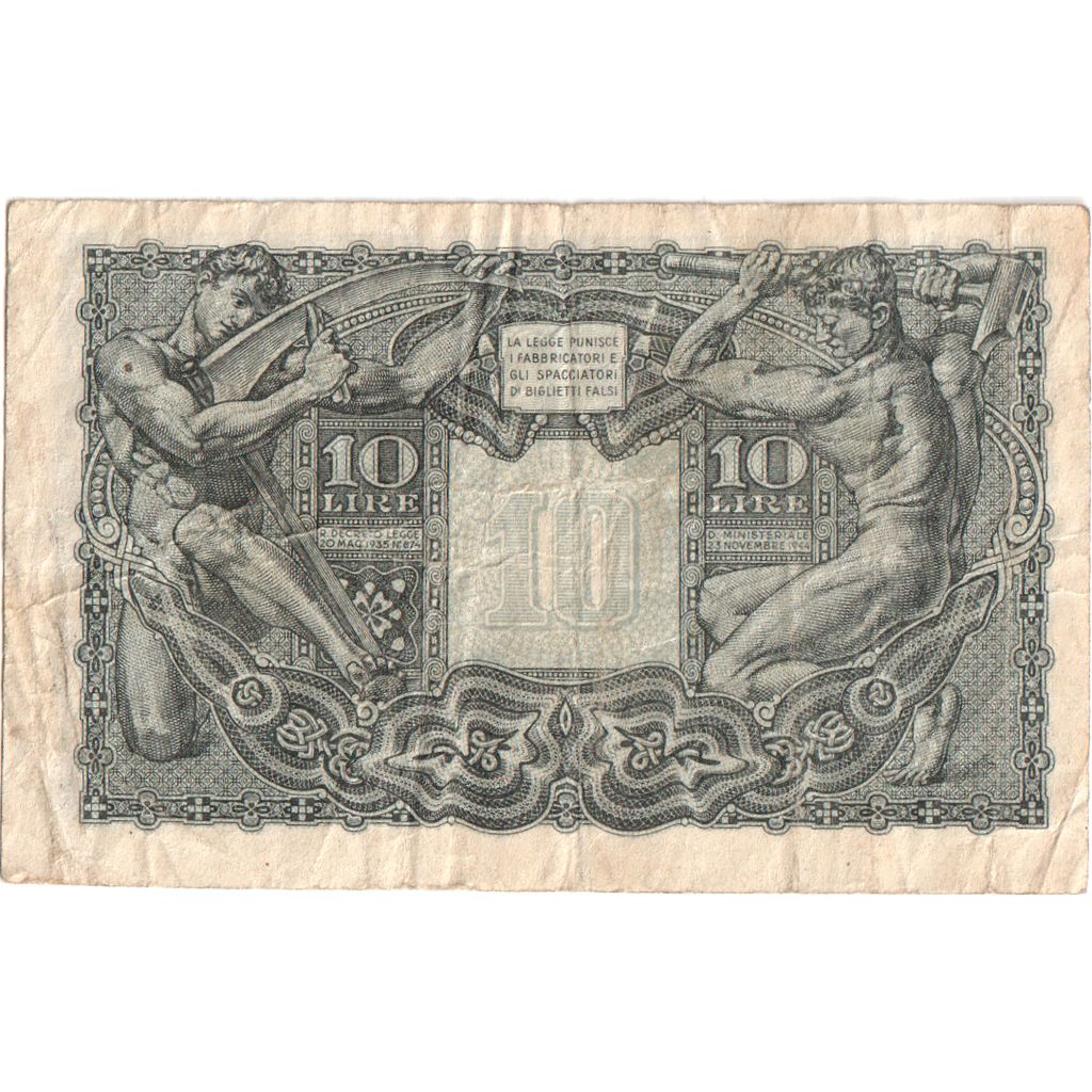 Italia, 10 Lire, 1944-11-23, MB+