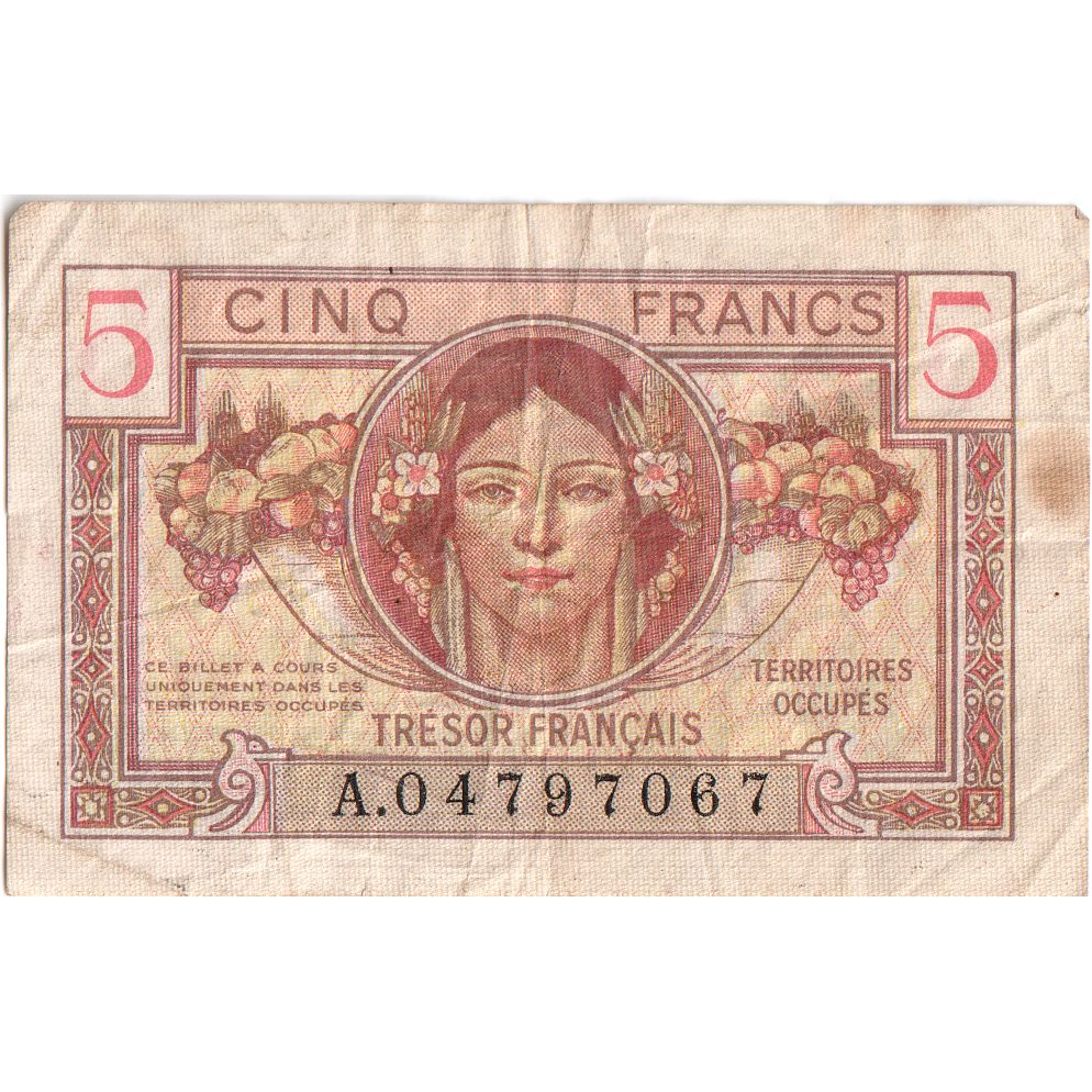 France, 5 Francs, 1947 Trésor Français, Undated (1947), A.04797067, TB