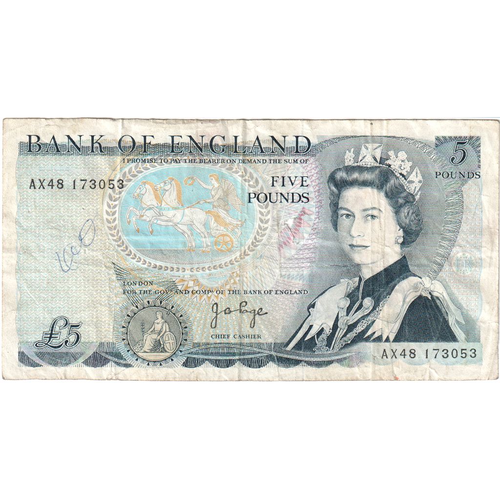 Großbritannien, 5 Pounds, Undated (1987-88), KM:378e, S
