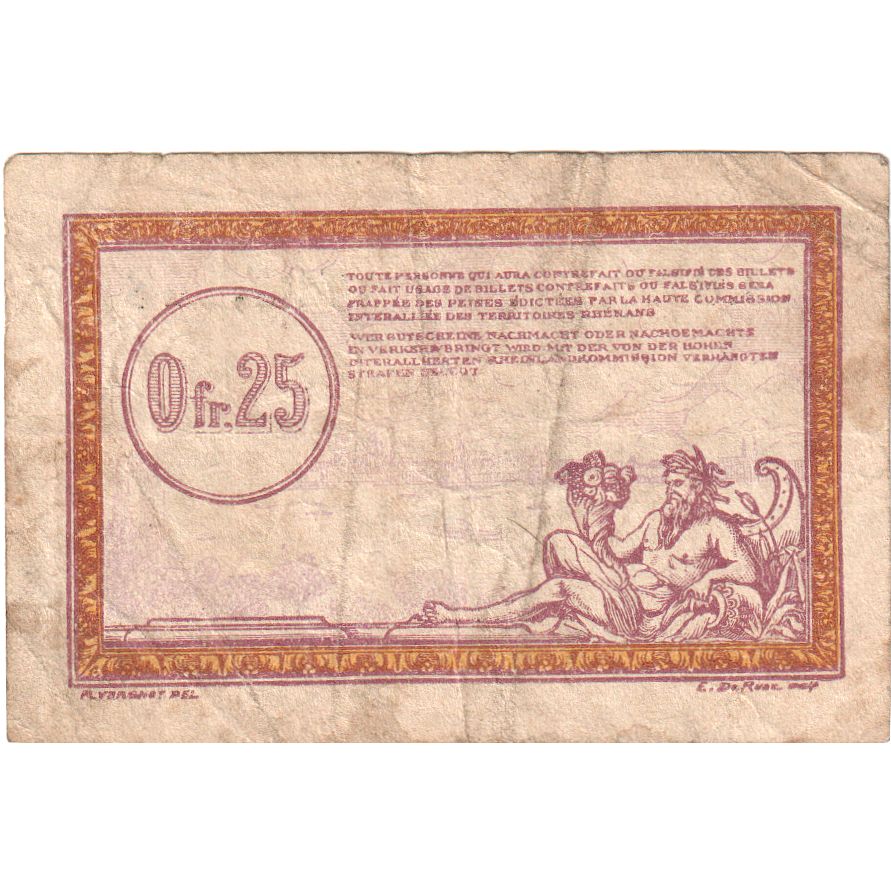 Francia, Régie des chemins de Fer, 25 Centimes, 1923, BC, Pirot:135-3
