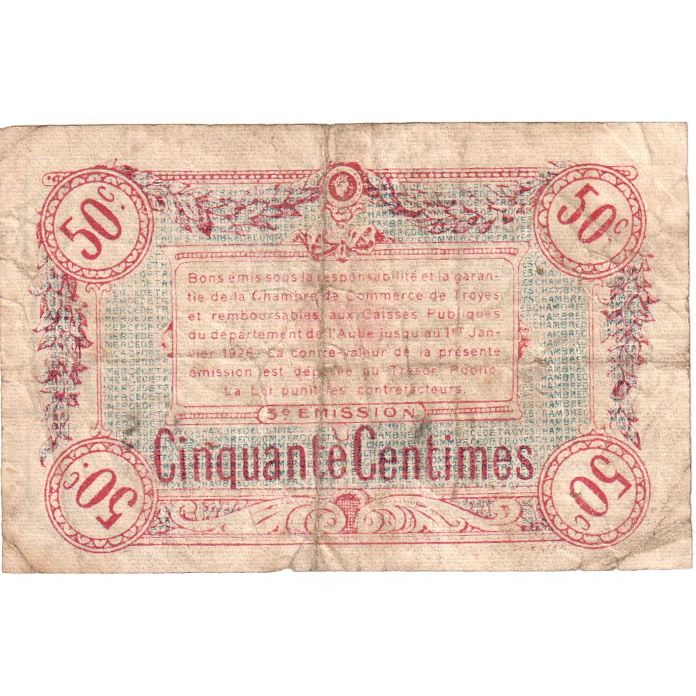 Francja, 50 Centimes, Chambre de Commerce, VF(20-25)