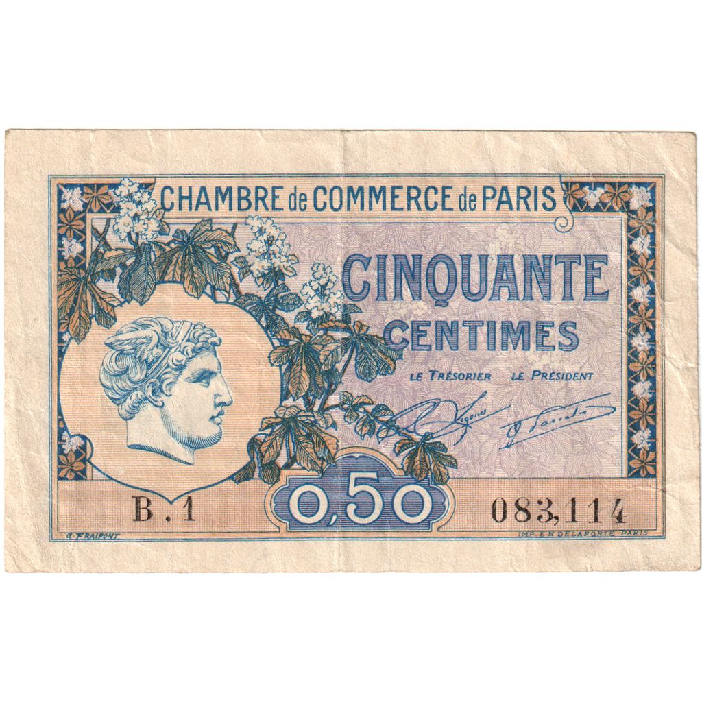 Francja, 50 Centimes, 1920-03-10, B. 1, PARIS, EF(40-45)