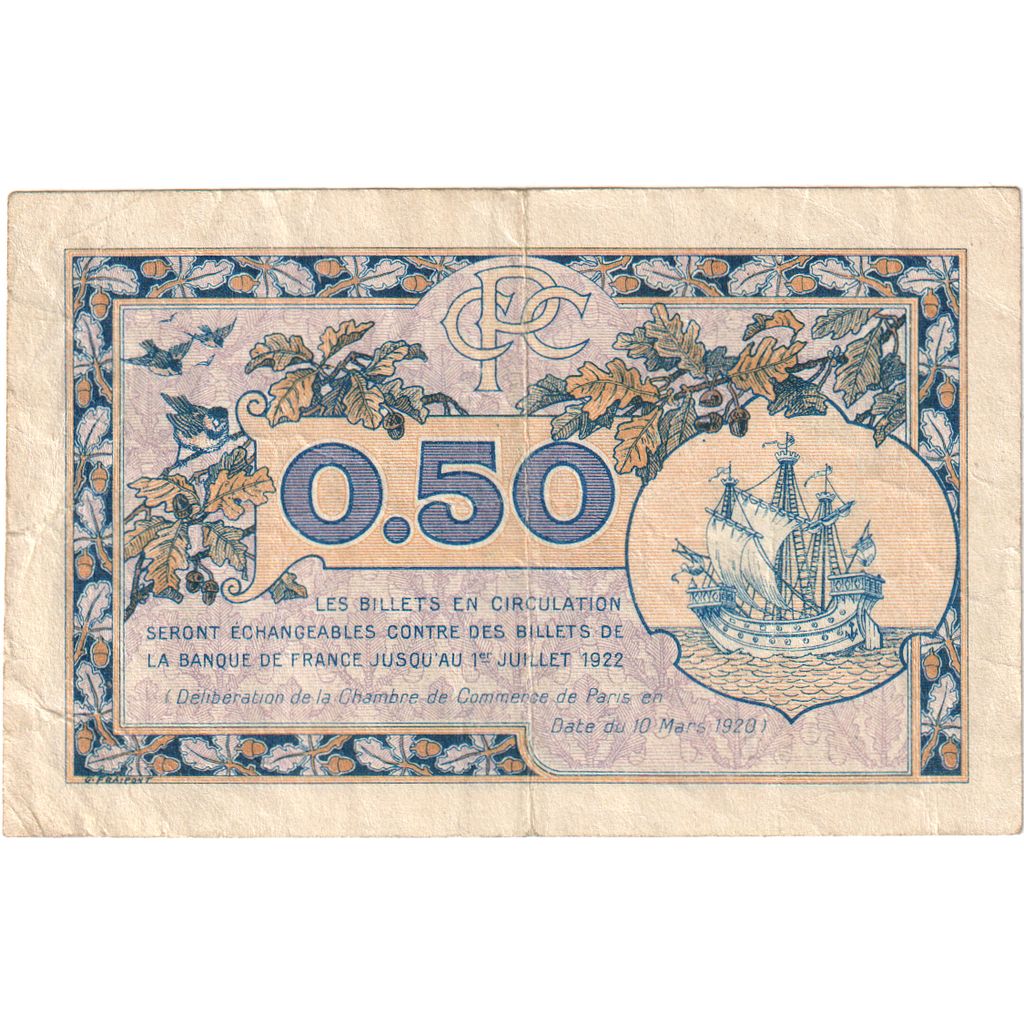 Francja, 50 Centimes, 1920-03-10, B. 1, PARIS, EF(40-45)