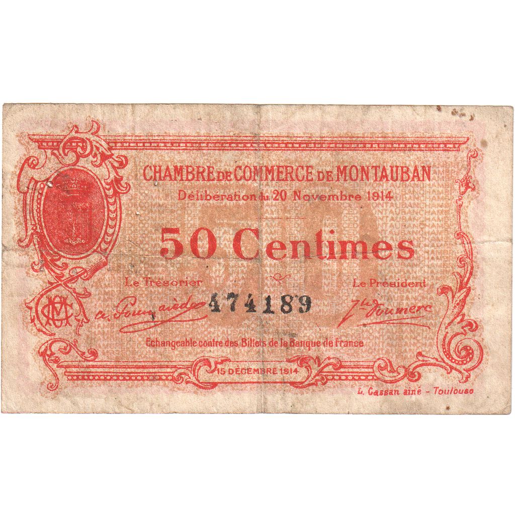 Francia, 50 Centimes, 1914-11-20, MB, Pirot:83-1
