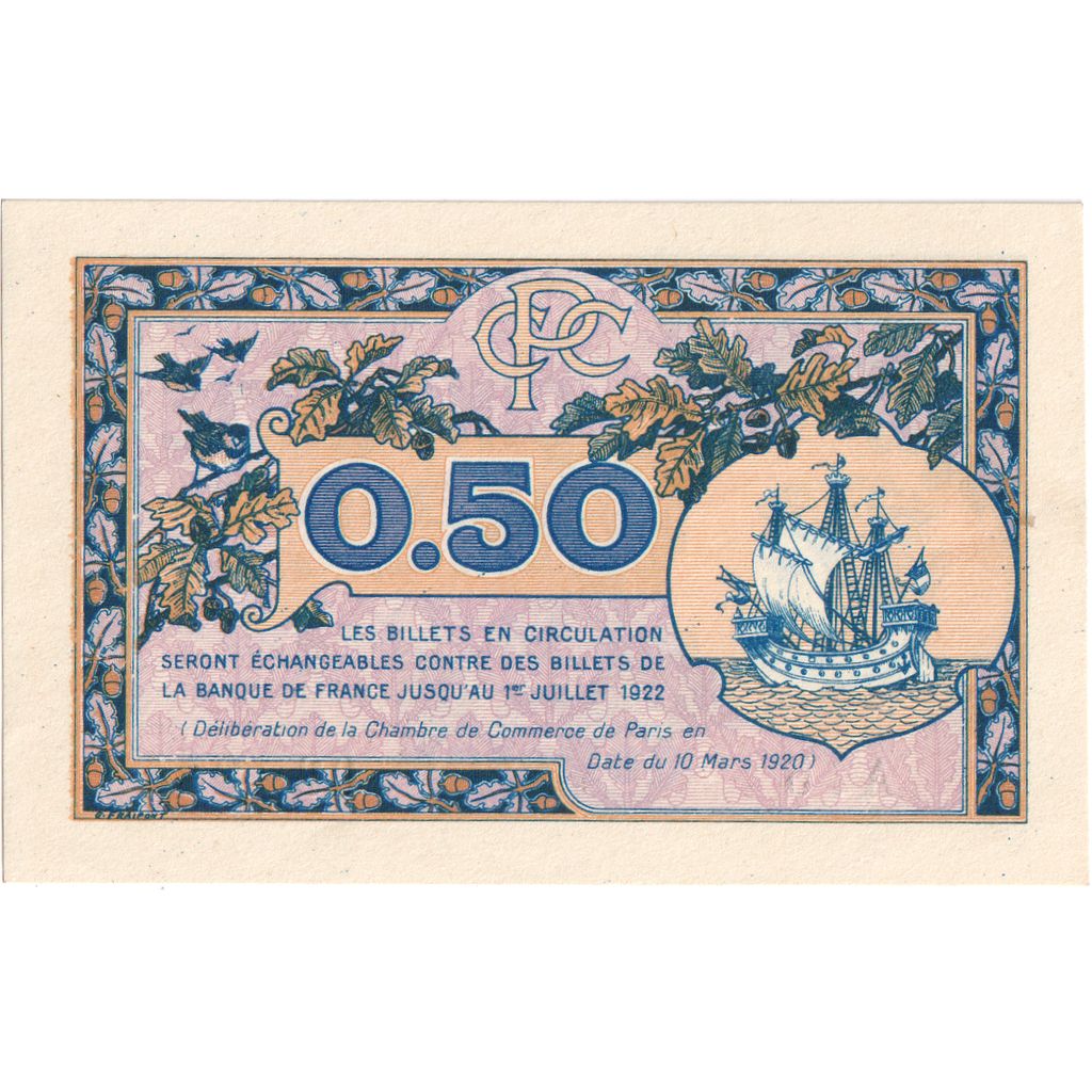 Francja, 50 Centimes, PIROT 97.31, 1922-07-01, A.5, PARIS, UNC(63)