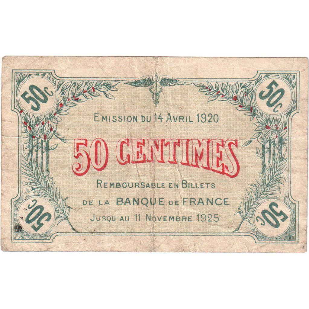 France, 50 Centimes, 1920-04-14, TTB, Pirot:113-17