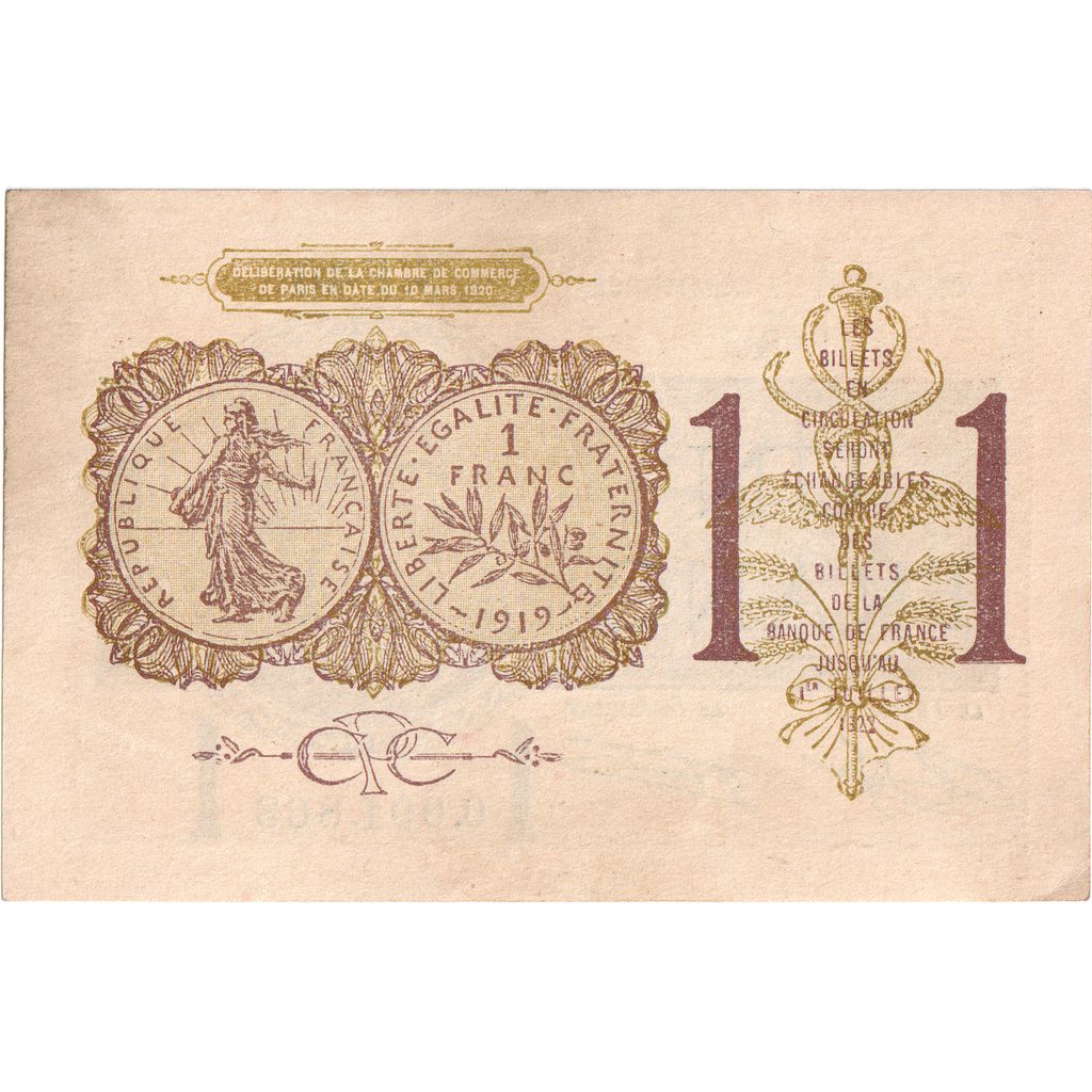 France, 1 Franc, 1922-07-01, S.F46, PARIS, EF(40-45)