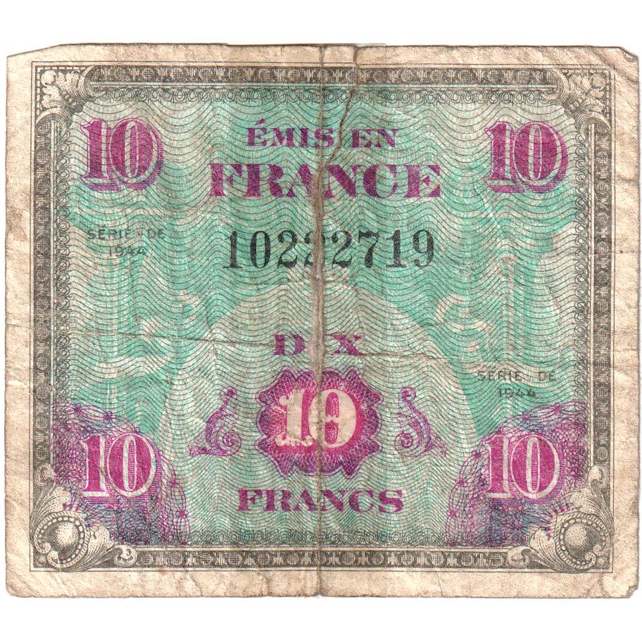France, 10 Francs, 1944, 39944496, VF(20-25)