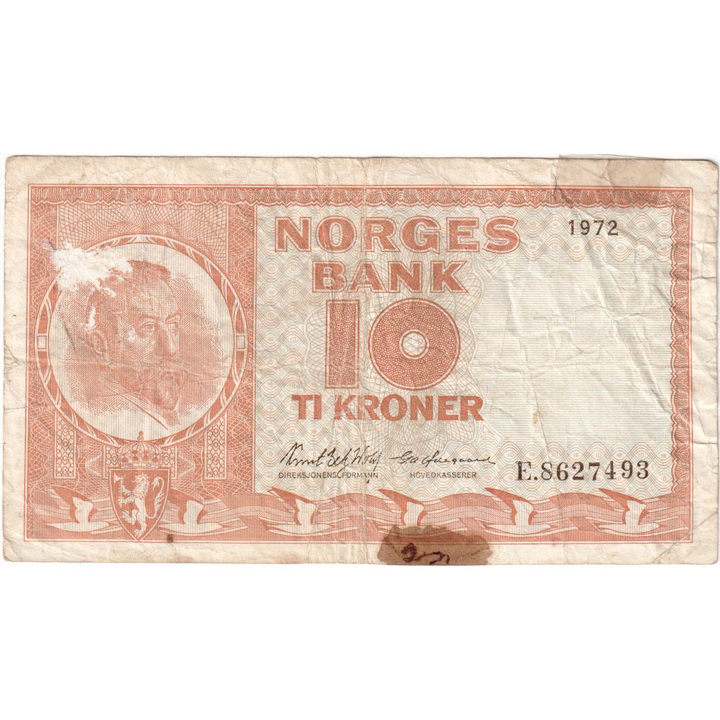 Norwegia, 10 Kroner, VF(20-25)