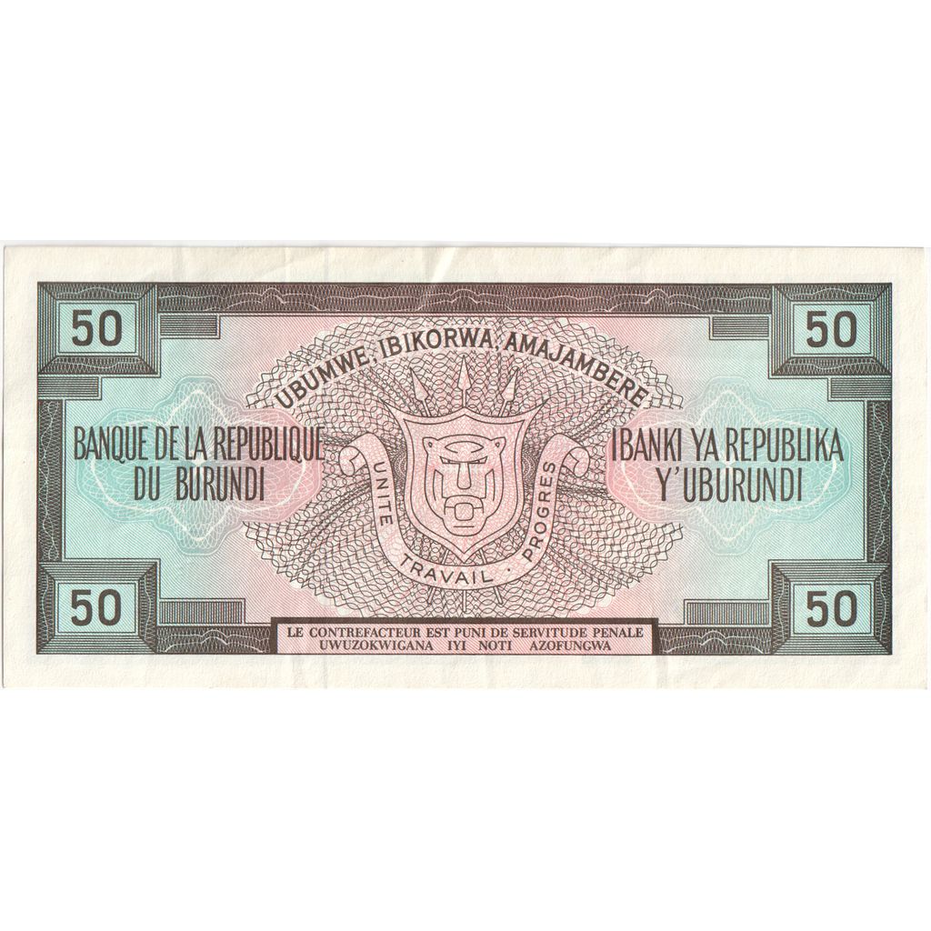 Burundi, 50 Francs, 1991-10-01, SUP