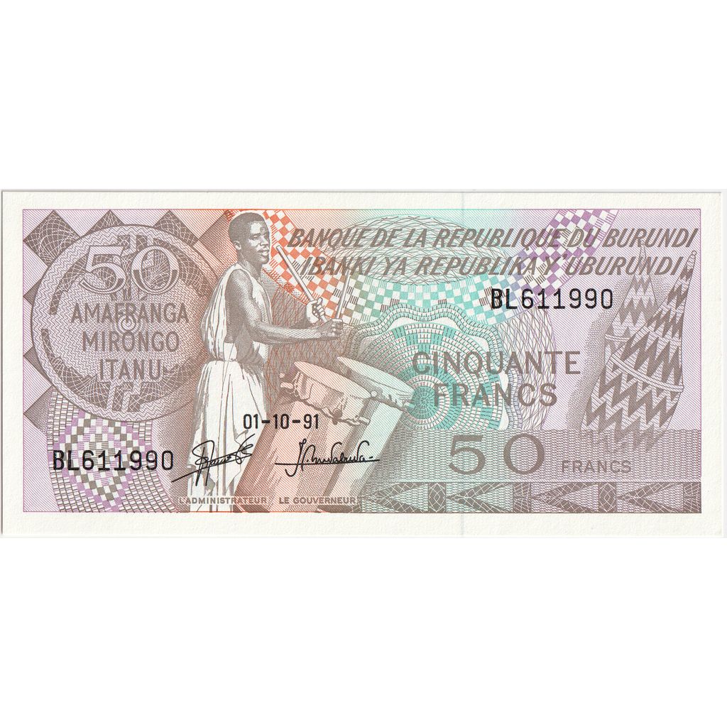 Burundi, 50 Francs, 1991-10-01, UNC(63)