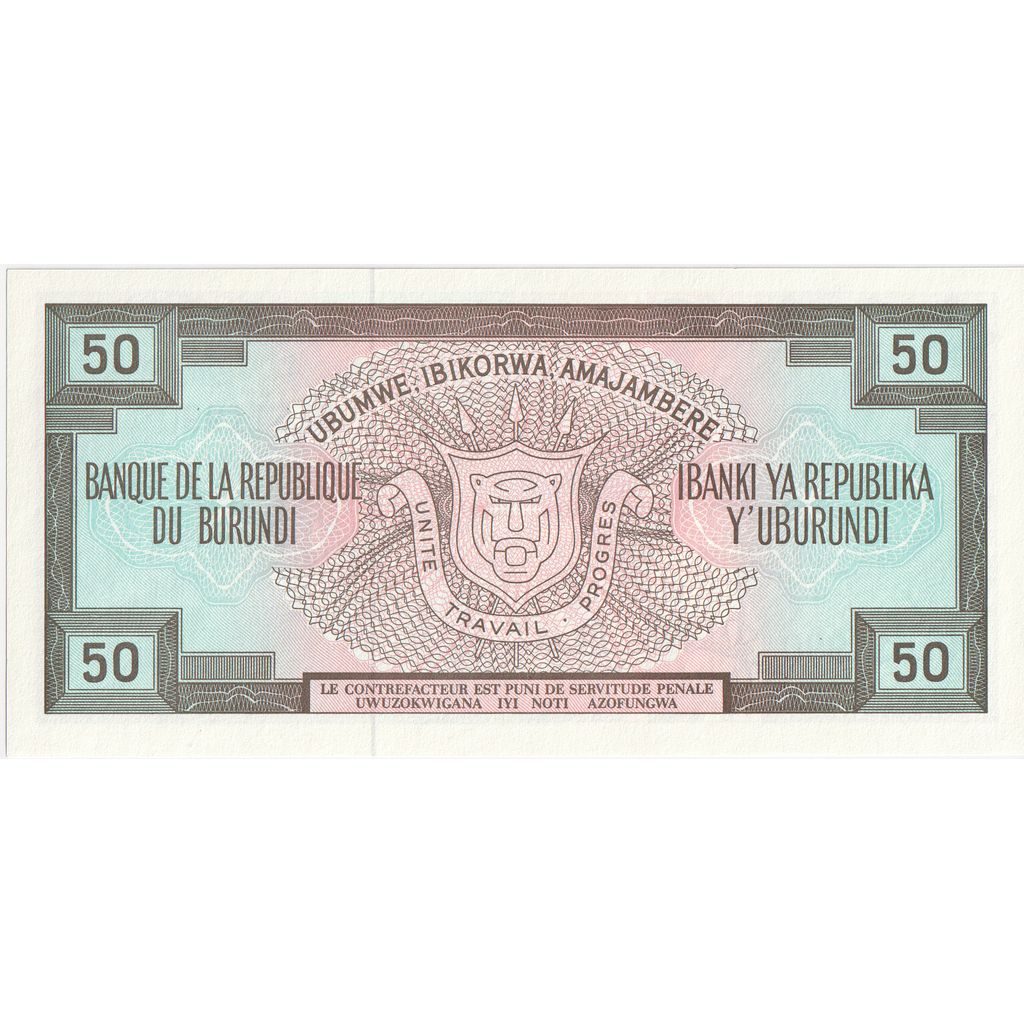 Burundi, 50 Francs, 1991-10-01, UNC(63)