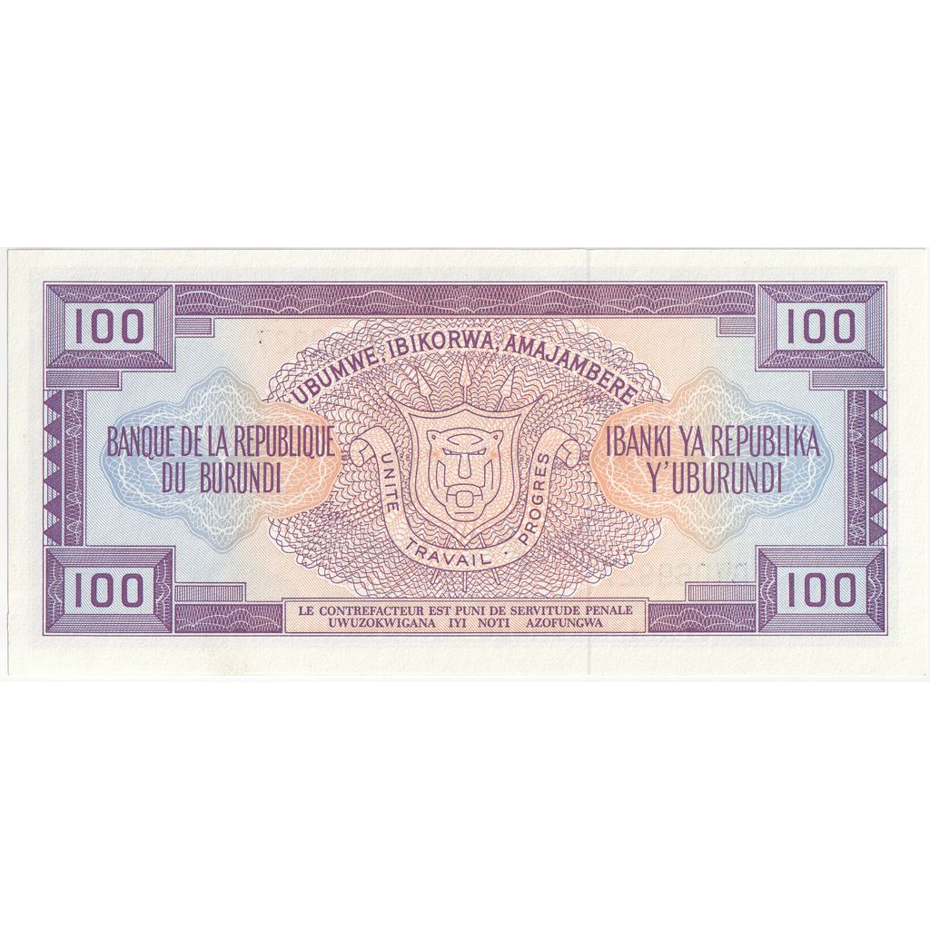 Burundi, 100 Francs, 1993-05-01, UNC(65-70)