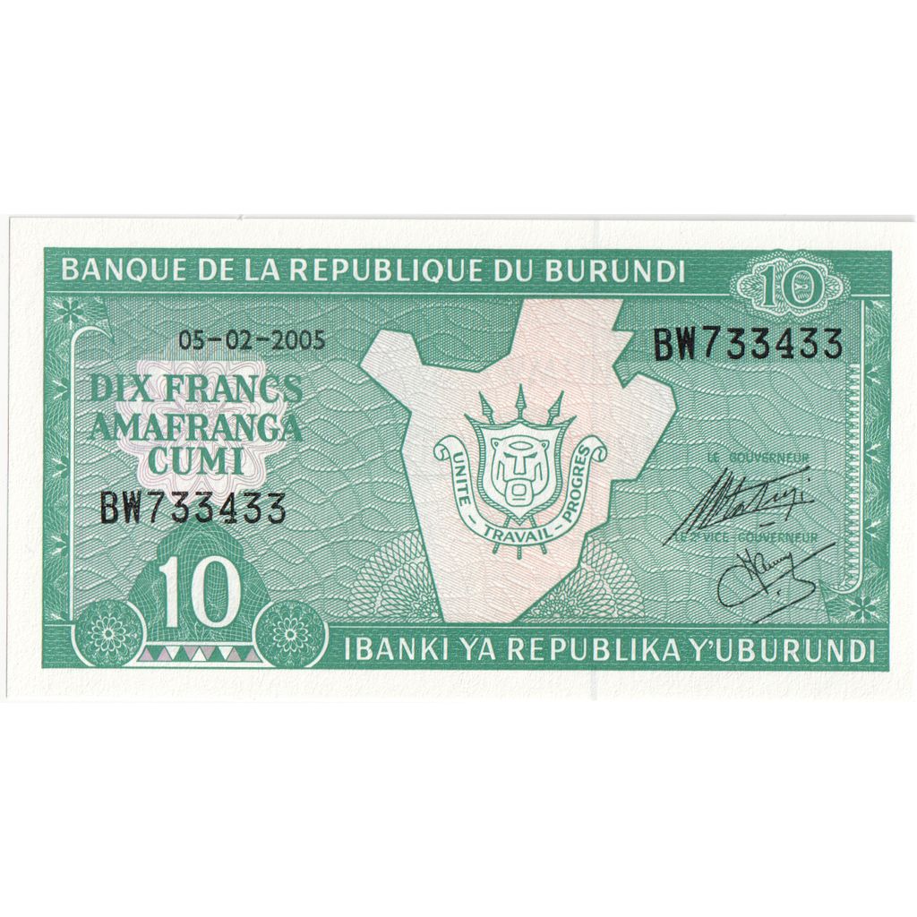 Burundi, 10 Francs, 2005-02-05, UNC(65-70)