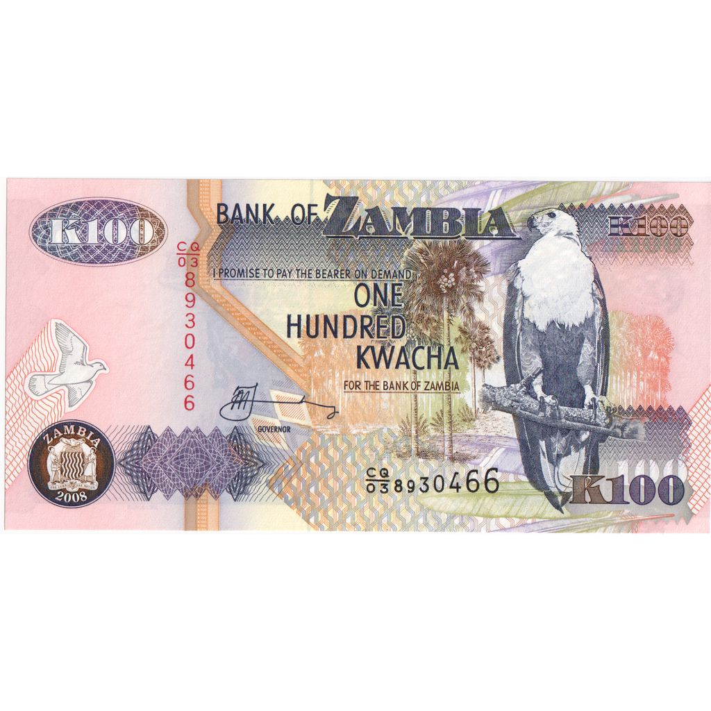 Banknote, Zambia, 100 Kwacha, 2008, Undated, KM:38g, UNC(65-70)