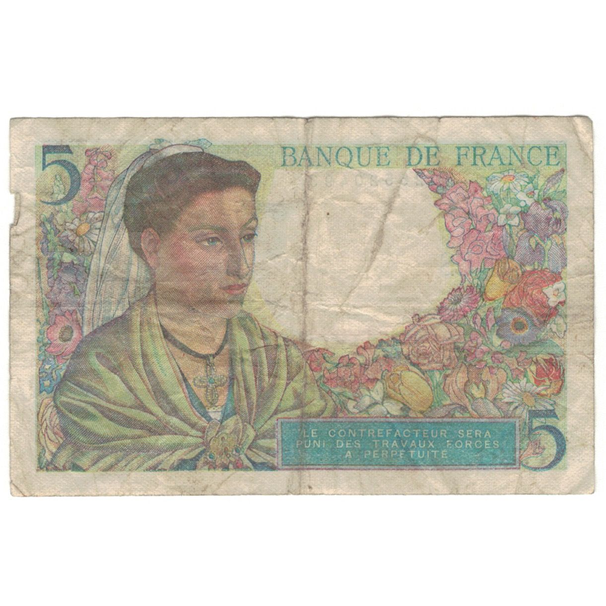 France, 5 Francs, Berger, 1945, 1945-04-05, B, KM:98a
