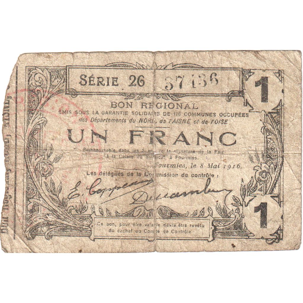 Frankrijk, Laon, 1 Franc, Bon Régional, TB, Pirot:02-1309