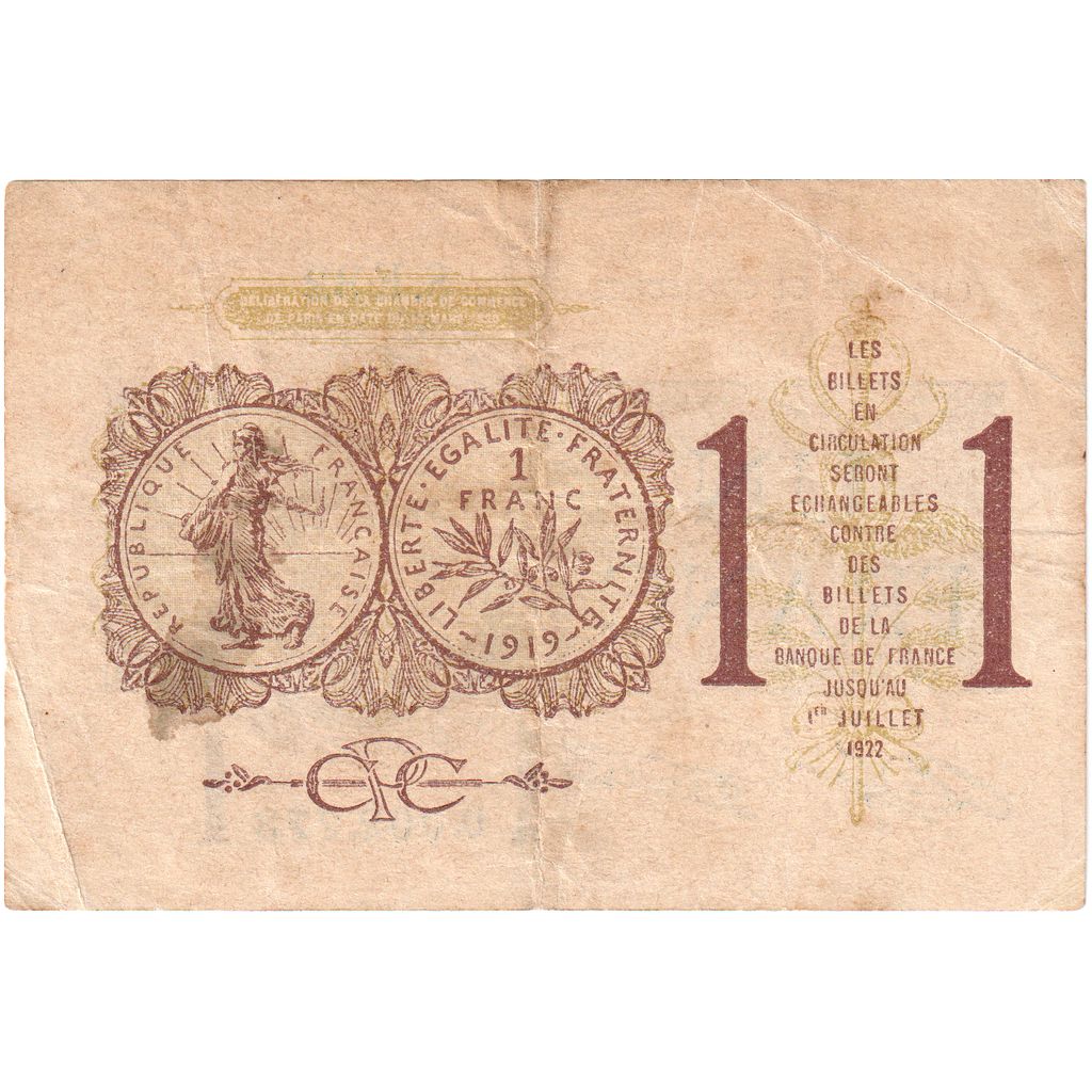 Frankreich, 1 Franc, 1922-07-01, S.E32, PARIS, SS