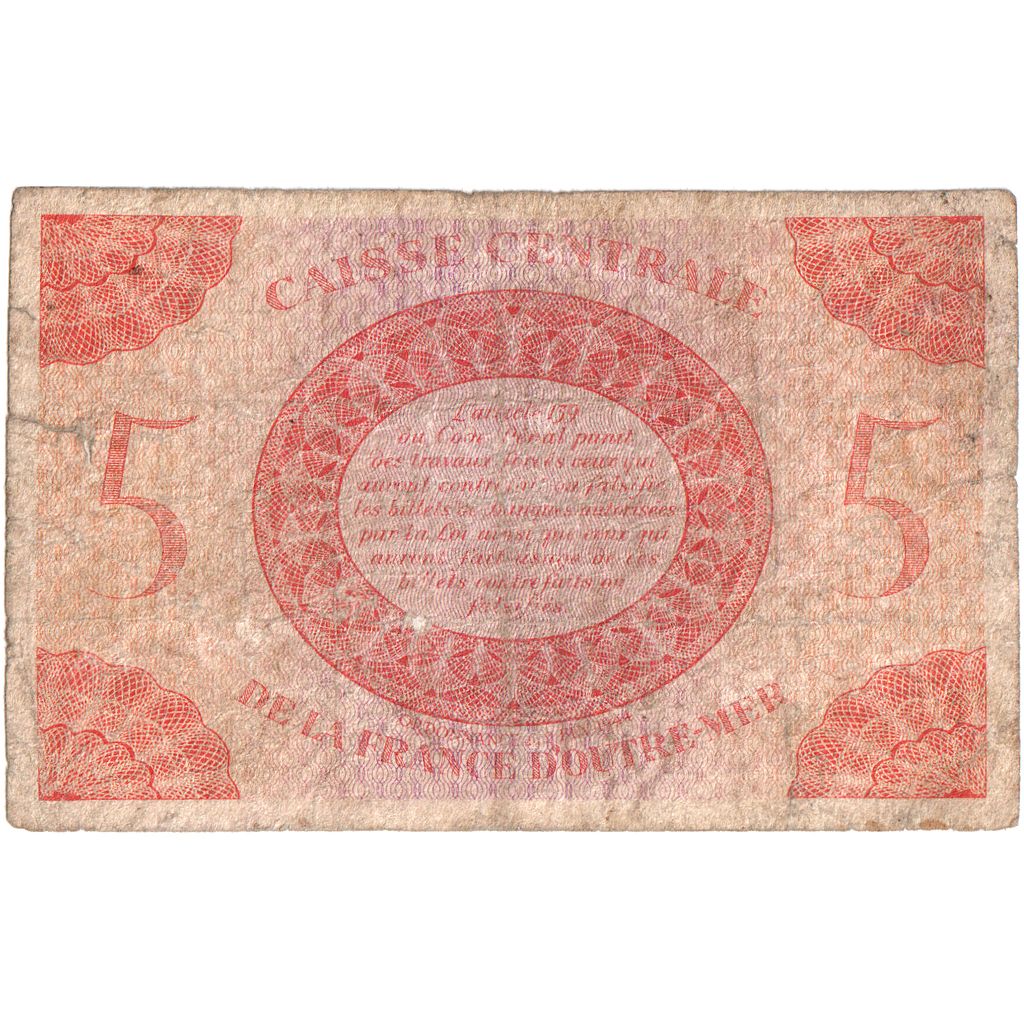 French Equatorial Africa, 5 Francs, 1944, VF(20-25)
