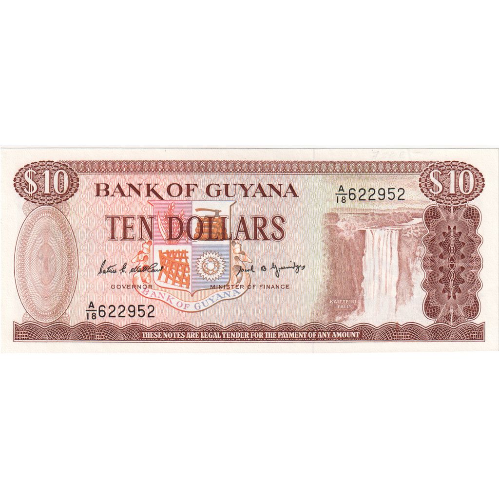 Banknote, Guyana, 10 Dollars, Undated (1992), KM:23f, UNC(65-70)