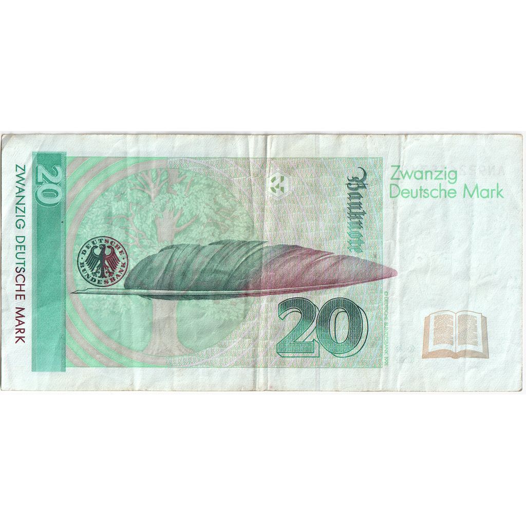 GERMANY - FEDERAL REPUBLIC, 20 Deutsche Mark, 1991-08-01, EF(40-45)