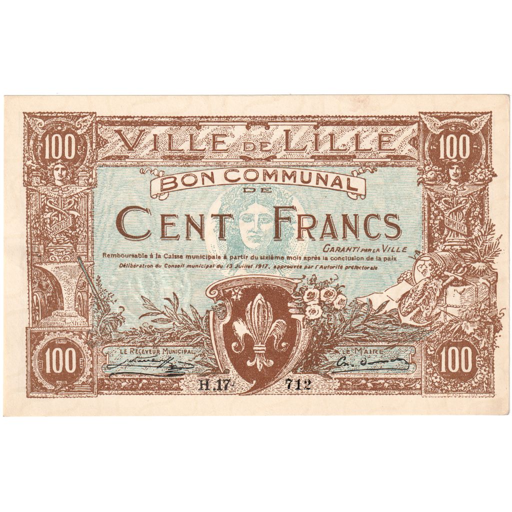 France, 100 Francs, 1917-12-15, EF(40-45), Pirot:59-1652