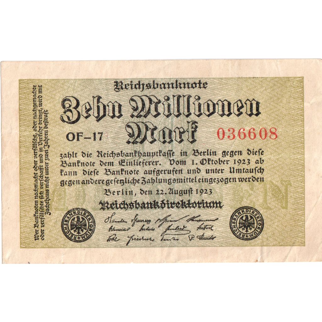 Deutschland, 10 Millionen Mark, 1923-08-22, SS