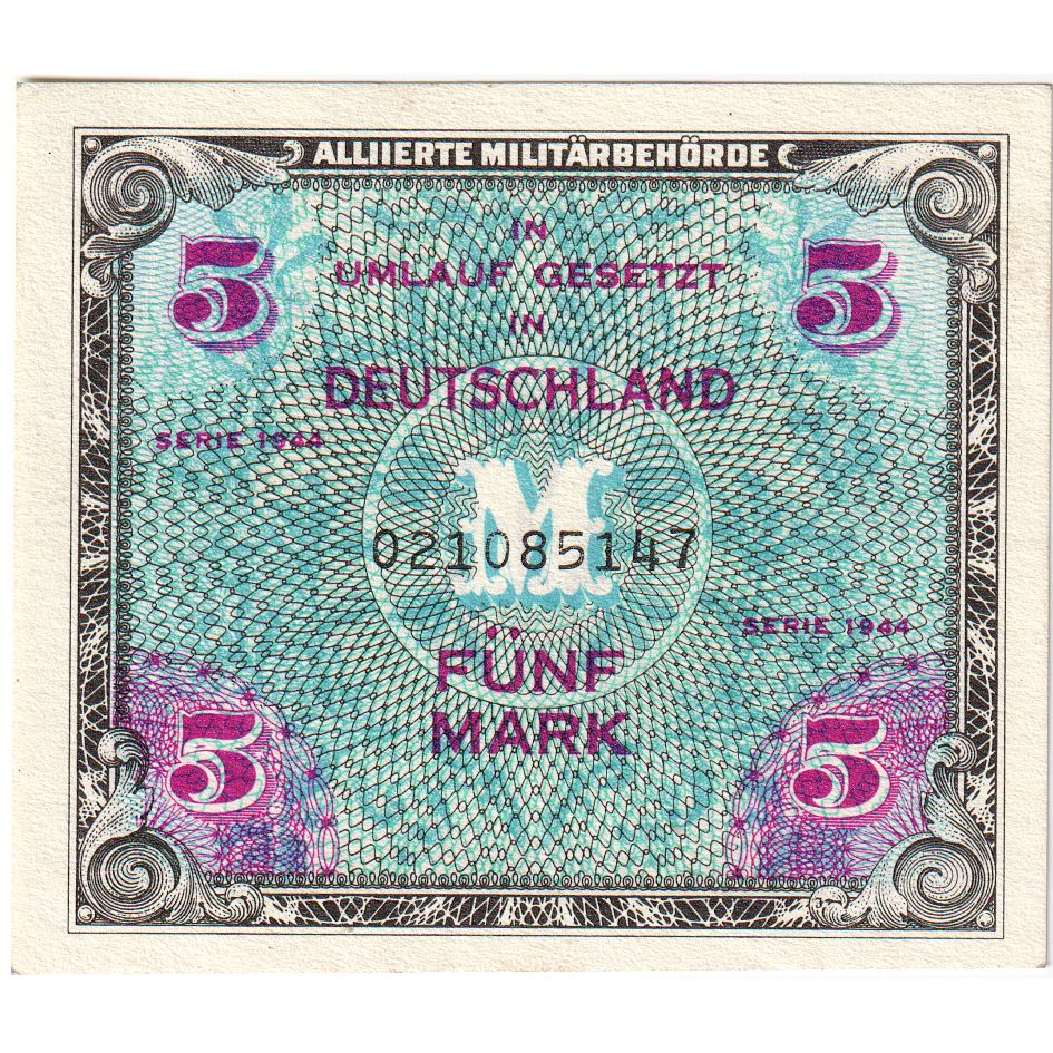 Banconote, Germania, 5 Mark, 1944, SERIE DE 1944, KM:193a, BB