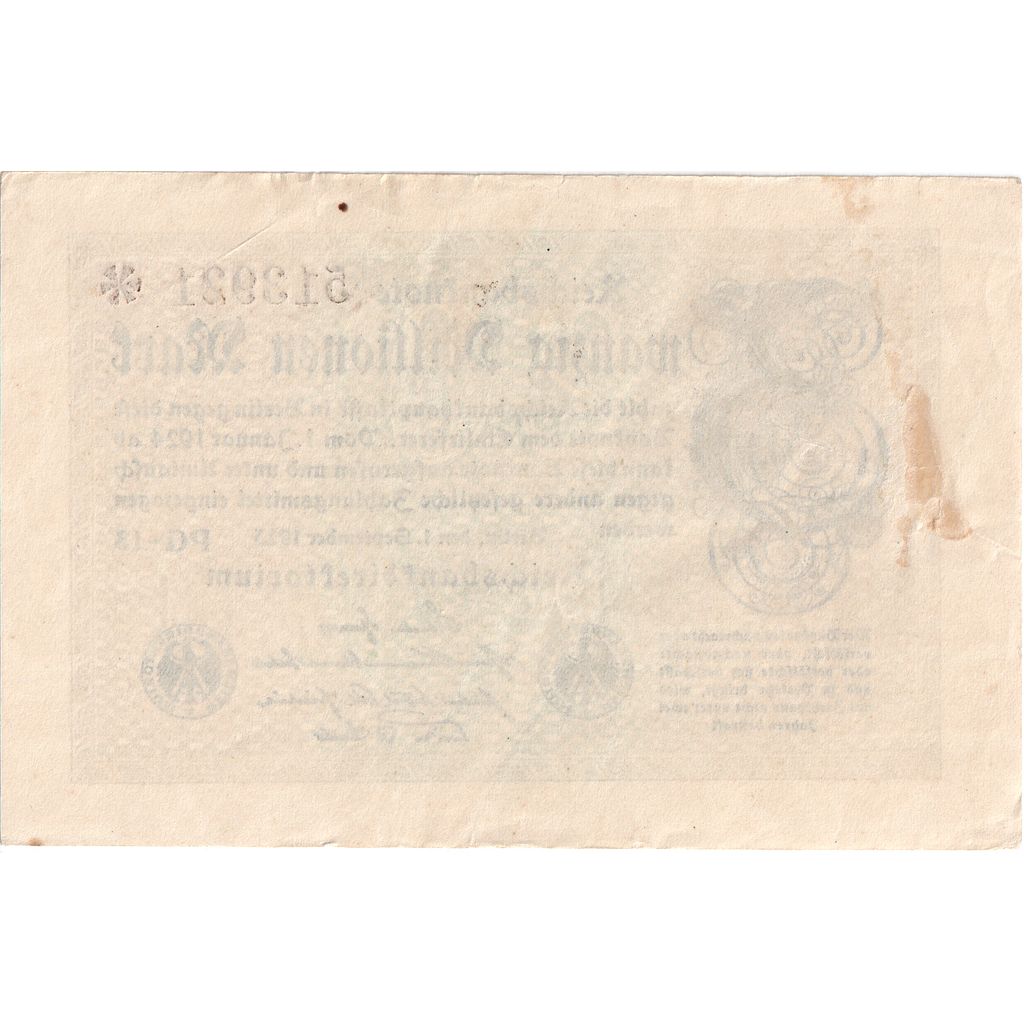 Deutschland, 20 Millionen Mark, 1923, KM:108c, 1923-09-01, VZ+