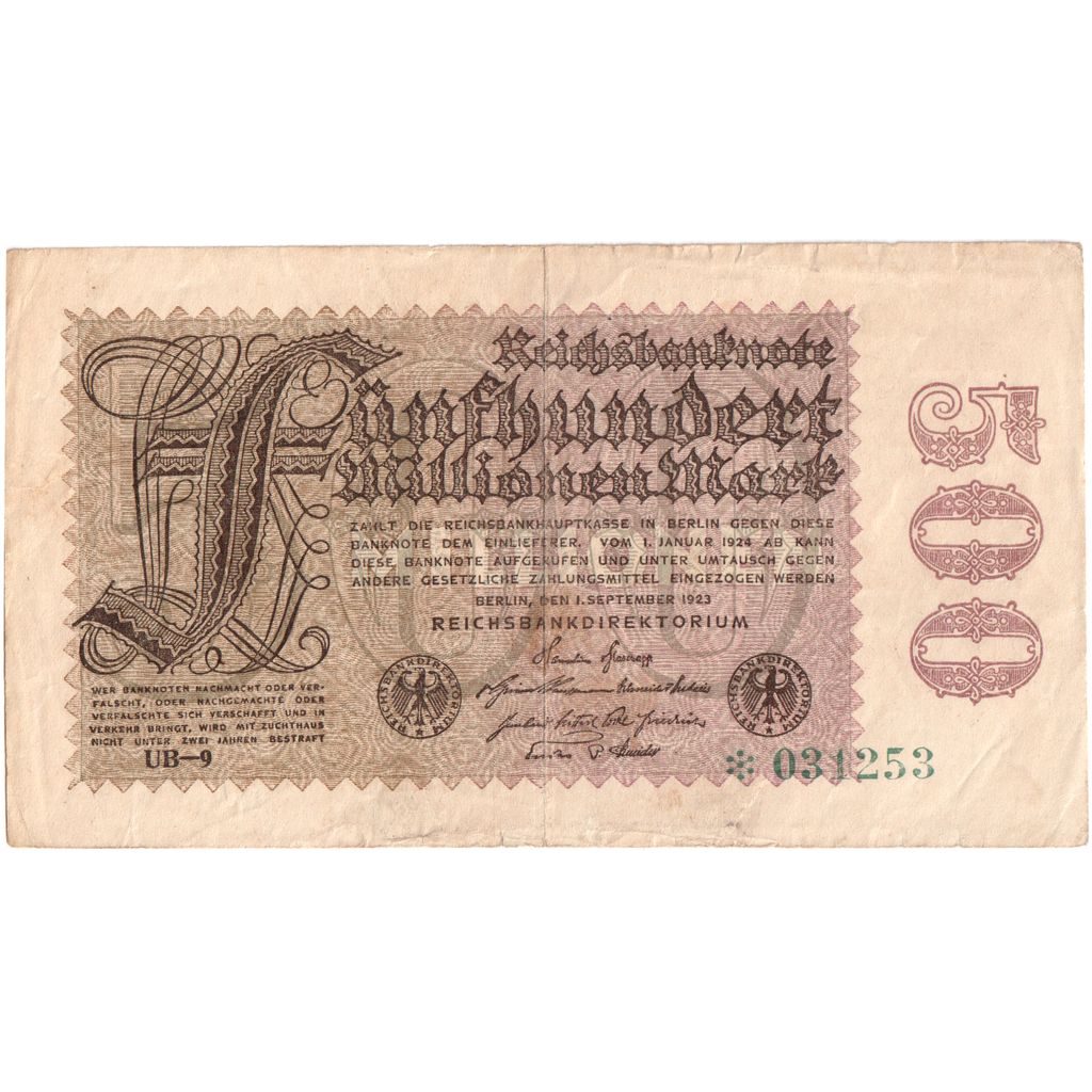 Germania, 500 Millionen Mark, 1923-09-01, BB