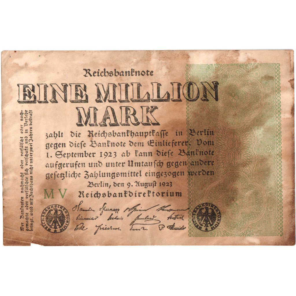 Niemcy, 1 Million Mark, 1923-08-09, VF(20-25)