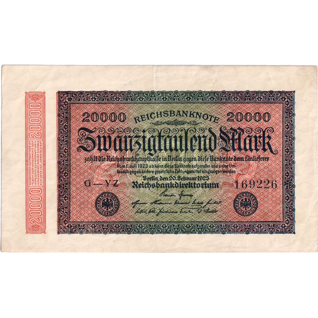 Niemcy, 20,000 Mark, 1923-02-20, EF(40-45)